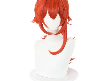 Anime Genshin Impact Diluc Ragnvindr Carnival Halloween Party Props Cosplay Wig Heat Resistant Synthetic Hair