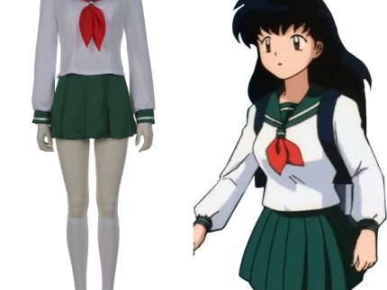 Anime InuYasha Kagome Higurashi Women Girls Uniform Skirt Outfit Cosplay Costume Halloween Carnival Costume