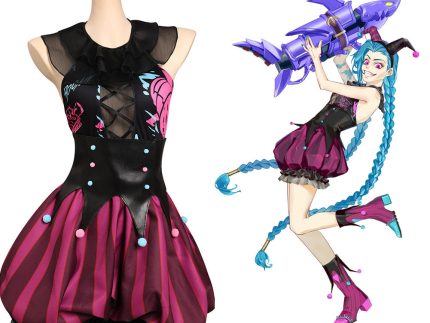Arcane: League of Legends Jinx Clown Dress Outfits Halloween Carnival Suit Cosplay Costume