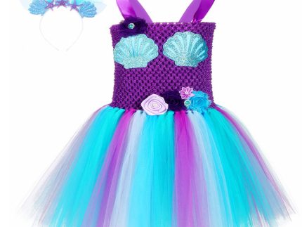 Baby Girl Mermaid Sea-Maid Bubble Dress Cosplay Costume Kids