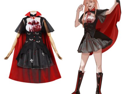 Chainsaw Man Power Cosplay Costume Vampire Maid Dress Cloak Outfits Halloween Carnival Suit