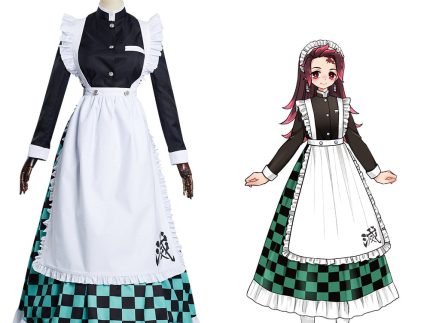 Demon Slayer Kamado Tanjirou Halloween Carnival Suit Cosplay Costume Maid Dress Outfits Re-creation Design