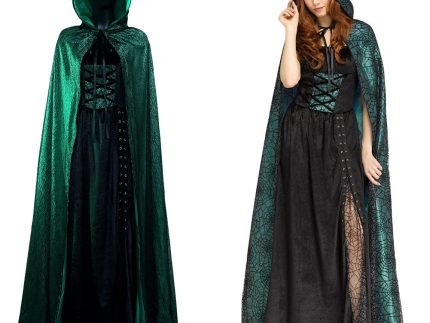 Emerald Sorceress Halloween Carnival Suit Cosplay Costume Cloak Dress Outfits