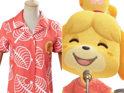 Game Animal Crossing Isabelle Cosplay Costume Women Short Sleeve Shirts Top