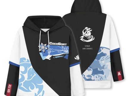 Genshin Impact Ganyu Cosplay Hoodie Fake Two-piece Hoodies 3D Printed Hooded Sweatshirt Casual Zip Up Jacket Coat