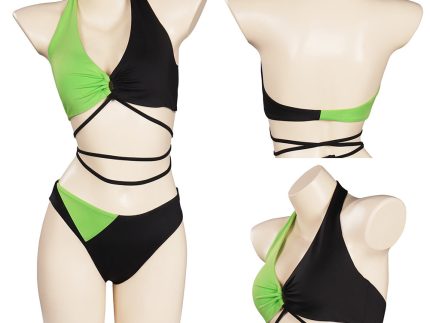 Kim Possible Shego Swimsuit Cosplay Costume Two-Piece Swimwear Outfits Halloween Carnival Suit