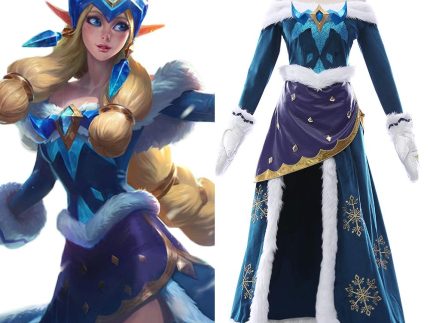 League of Legends Soraka Snowdown Skin Outfit Cosplay Costume Female