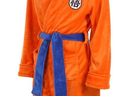 Mens Bathrobe Dragon Ball Son Goku Outfit Pattern Plush Robe For Adults Orange