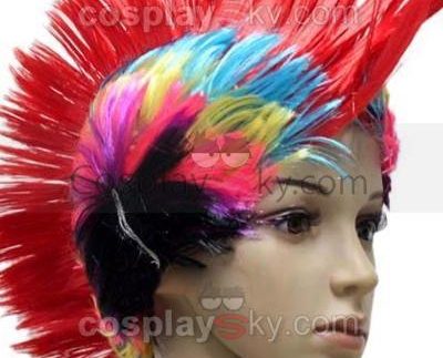 Multicoloured Cockscomb Halloween Wig