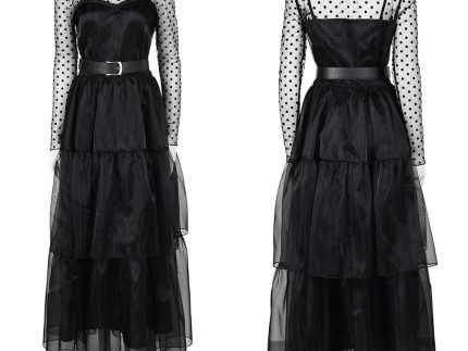 Movie Lisa Frankenstein 2024 Misty Women Black Dress Cosplay Costume Outfits Halloween Carnival Suit