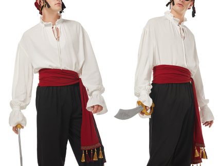 Medieval Pirate Cosplay Red Belt Hat Costume Accessories Set