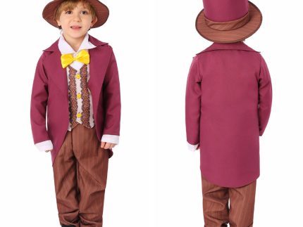 Movie Wonka 2023 Wonka Kids Children Purple Outfit Cosplay Costume Outfits Halloween Carnival Suit