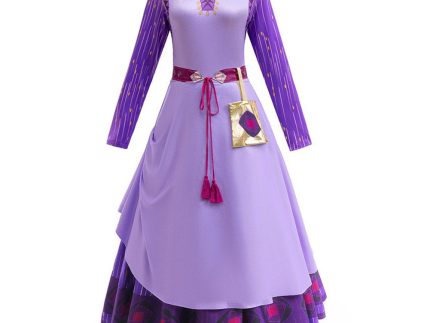 Movie Wish Asha Women Purple Dress Cosplay Costume Outfits Halloween Carnival Suit