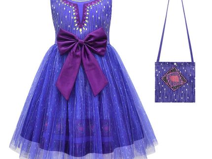 Movie Wish Asha Kids Children Purple Dress Cosplay Costume Outfits Halloween Carnival Suit