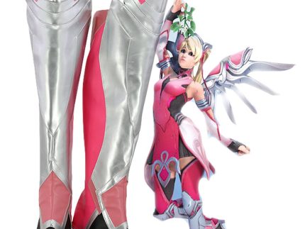 Overwatch Mercy Angela Ziegler Outfit Pink Mercy Skin Cosplay Shoes Boots