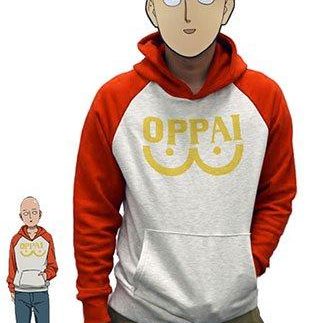 One Punch Man Hero Saitama Oppai Logo Hoodie Jacket Cosplay Costume