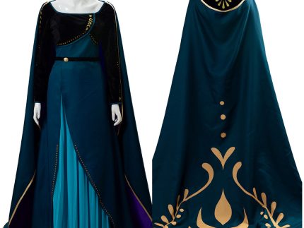 Queen Frozen 2 Gown Anna Coronation Dark Green Outfit Cosplay Costume