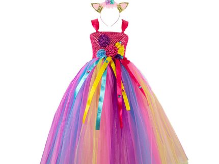 Unicorn Tutu Dress Outfits for Kids Girls Age 6-8 Halloween Carnival Suit Cosplay Costume